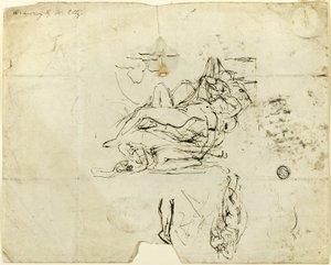 Vázlatok fekvő női aktról és szerelmes párról alkotó: William Etty