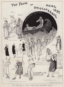 Jelenetek Aristophanes A békák című drámájának produkciójából, az Oxford University Dramatic Society-től