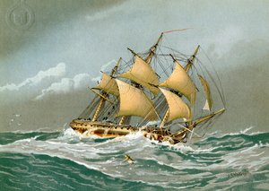 A Royal Navy 28 fegyveres fregattja, c1794 c1890-c1893 alkotó: William Frederick Mitchell