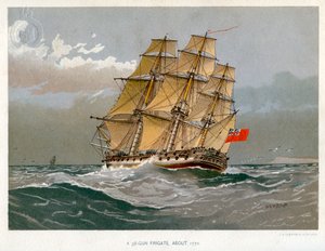 A Royal Navy 38 fegyveres fregattja, c1770 c1890-c1893 alkotó: William Frederick Mitchell