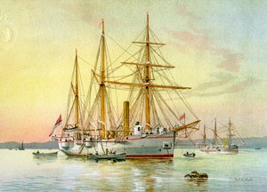 HMS Bramble, Királyi Haditengerészet 1. osztályú ágyús csónakja, c1890-c1893. alkotó: William Frederick Mitchell