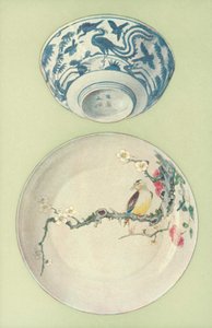 Tál, Chia Ching korszaka és Tányér, Fiatal Cheng korszaka, kínai (színes litho)