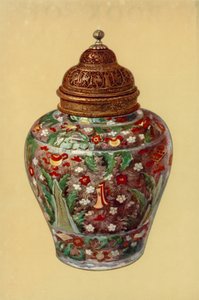 Jar, Ming-dinasztia, kínai, perzsa sárgaréz borítással (színes litho)