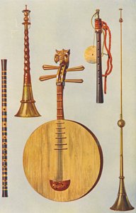 Hangszerek: japán hiji-riki, kínai la-pa (színes litográfia), kínai ti-tzu, So-na, Yueh-ch