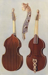 Hangszerek: Viola da gamba (színes litográfia)