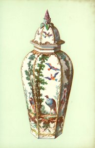Váza, Bristol, egzotikus madarakkal (színes litho) alkotó: William Gibb