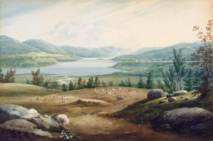 Hudson folyó a West Point-ban, New York, 1820 (wc papíron, kartonra szerelve)