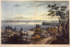 New York Weehawk [Weehawken] felől, metszette John Hill, keltezés nélkül (aquatinta)
