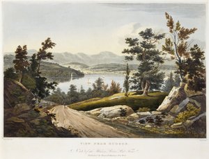 Kilátás Hudson közelében, 1822 (akvatinta papíron, kézzel színezett) alkotó: William Guy after Wall