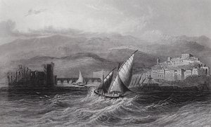 Szidon és a Libanon-hegy, a tenger felől (metszet) alkotó: William H. Bartlett