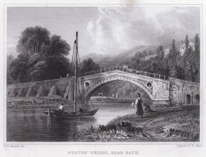 Weston Bridge, Bath közelében (metszet) alkotó: William H. Bartlett