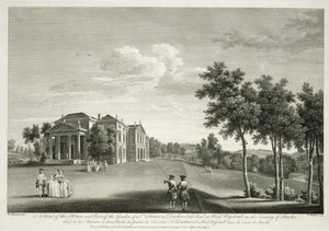 Kilátás a házra és a kert egy részére West Wycombe-ban, Buckinghamshire-ben, vésette William Woollett (1735-85) alkotó: William Hannan