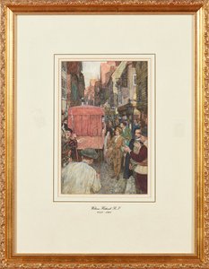 Erzsébet-kori forgalmi dugó (ceruza és akvarell) alkotó: William Hatherell