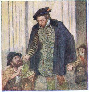 Shakespeare egy fillért ad egy koldusnak, a My Magazine-ból, 1922 alkotó: William Hatherell