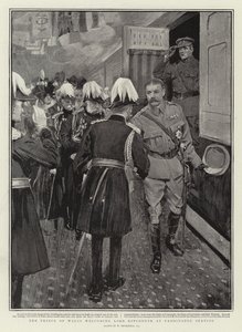 A walesi herceg üdvözli Lord Kitchenert a Paddington állomáson alkotó: William Hatherell