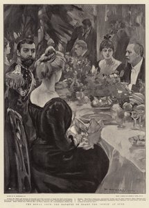 A királyi körút, a bankett az Ophir fedélzetén Szuezben alkotó: William Hatherell