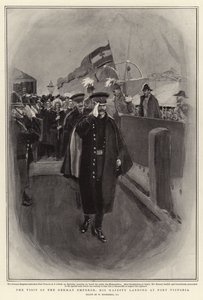 A német császár látogatása, őfelsége partraszállás Viktória kikötőjében alkotó: William Hatherell