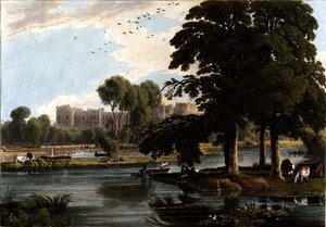 Kilátás a windsori kastélyra az Eton College játszótereiről, metszett: Robert Havell (1769-1832) 1814 (színes metszet) alkotó: William Havell