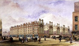 Kézművesek lakóházai, Alsószoknyák tér, London (akvarell) alkotó: William Haywood