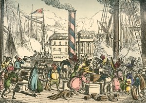 Felszállás a Margate Steam Packet fedélzetére a London Bridges Wharfban, 1838 alkotó: William Heath