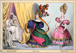 Reggel, dél, éjjel, 1828 körül (kézzel színezett metszet)