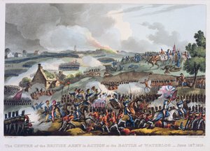 A brit hadsereg hadműveleti központja a waterlooi csatában, 1815. június 18., „Nagy-Britannia és szövetségeseinek harci eredményei 1799 és 1815 között”, James Jenkins, Tho metszet
