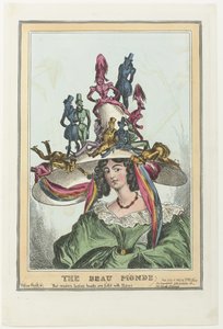 Vrouw met grote hoed waarop mannelijke figuren zitten The Beau Monde (title on object)   1340756   hu       hungarian Successfully Translated  Original: Five Grotesque Heads Translat: Five Grotesque Heads 1307046 hu hungarian Successfully Translated Origin