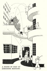 Golfkör a Dorisdene Mansionsban (litho) alkotó: William Heath Robinson