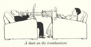 Duett harsonán (litó) alkotó: William Heath Robinson