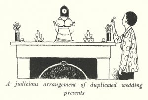 Másolt esküvői ajándékok megfontolt elrendezése (litho) alkotó: William Heath Robinson