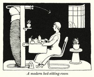 Modern hálószoba (litho) alkotó: William Heath Robinson