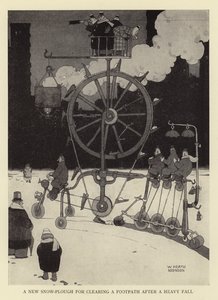 Új hóeke gyalogút megtisztításához erős esés után alkotó: William Heath Robinson