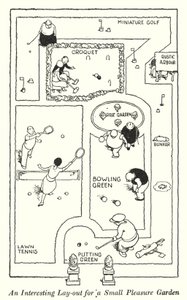 Érdekes elrendezés egy kis örömkerthez (litho) alkotó: William Heath Robinson