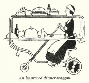 Továbbfejlesztett vacsorakocsi (litho) alkotó: William Heath Robinson