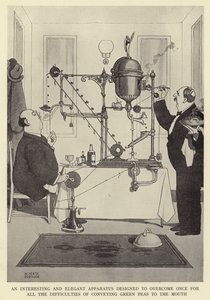 Érdekes és elegáns készülék, amelynek célja, hogy egyszer s mindenkorra megoldja a zöldborsó szájba juttatásának nehézségeit.