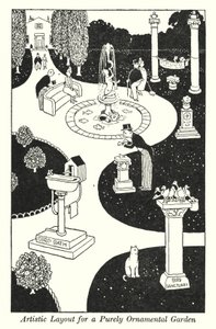 Művészi elrendezés egy tisztán díszkerthez (litho) alkotó: William Heath Robinson