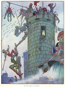 Orléans ostrománál alkotó: William Heath Robinson