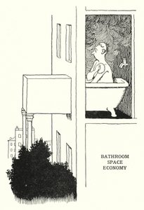 Fürdőszoba Space Economy (litho) alkotó: William Heath Robinson