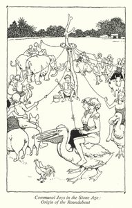 Közösségi örömök a kőkorszakban, a körforgalom eredete (litho) alkotó: William Heath Robinson