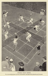 Dupla kereszt tenisz, a helyi versenyeken való helytakarékosság és általában a játék fellendítése érdekében alkotó: William Heath Robinson