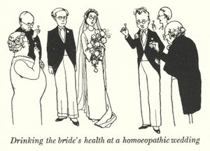 Igyunk a menyasszony egészségéért egy homeopátiás esküvőn (litho) alkotó: William Heath Robinson