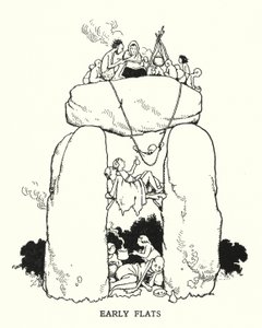 Korai lakások (litho) alkotó: William Heath Robinson