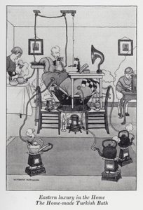 Keleti luxus az otthonban, a házi készítésű törökfürdő (litho) alkotó: William Heath Robinson