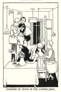 Helytakarékosság a társalgóban (litho) alkotó: William Heath Robinson
