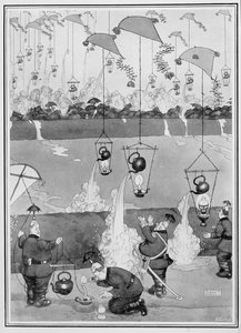 Flying Kettle Attack, Some Frightful War Pictures, 1915 (nyomtatás) alkotó: William Heath Robinson
