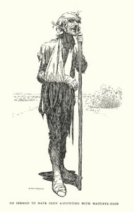Úgy tűnt, hogy masztiff kutyákkal harcolt (litho) alkotó: William Heath Robinson