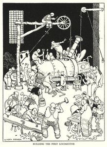 Illusztráció: Railway Ribaldry, W Heath Robinson (litho) alkotó: William Heath Robinson