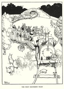 Illusztráció: Railway Ribaldry, W Heath Robinson (litho) alkotó: William Heath Robinson