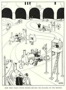 Illusztráció: Railway Ribaldry, W Heath Robinson (litho) alkotó: William Heath Robinson