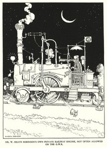 Illusztráció: Railway Ribaldry, W Heath Robinson (litho) alkotó: William Heath Robinson